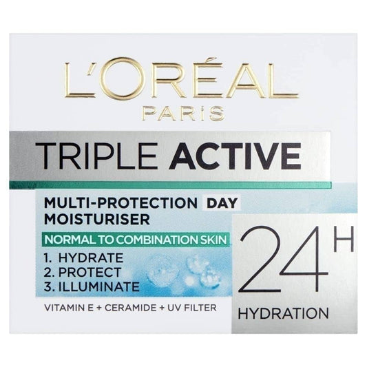 Loreal Triple Active Day Moisturiser - Normal and Combination Skin -  50 M